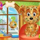 Маленькая Рапунцель ухаживает за щенком